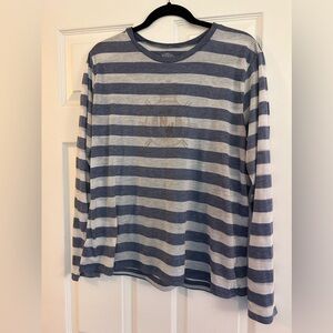 Old Navy - Large - White Blue Striped Sheer Long Sleeve Top/Shirt